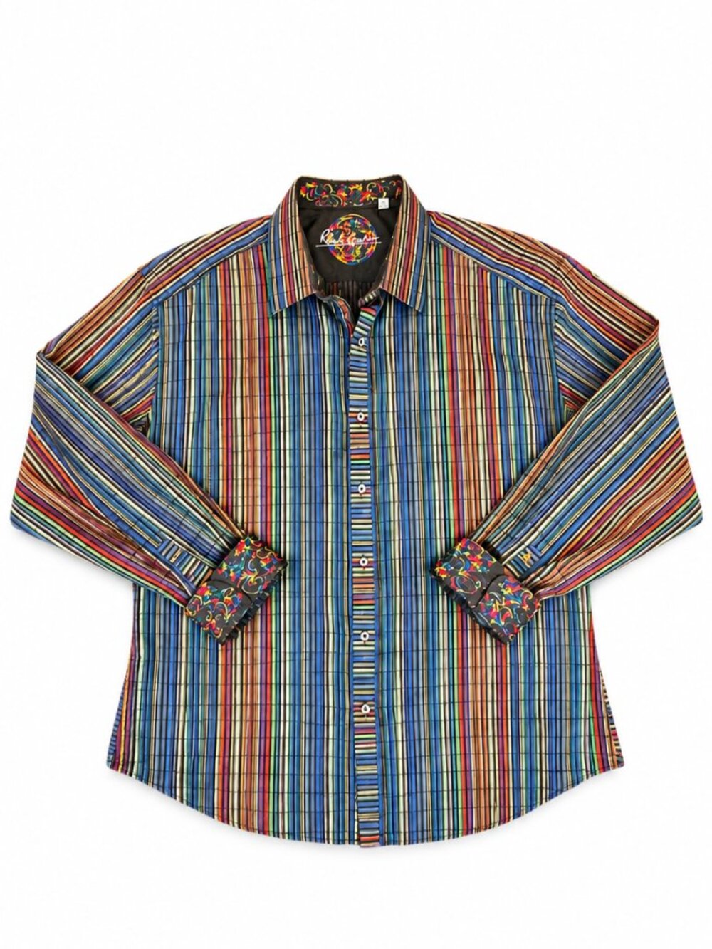 Robert Graham Shirt Men’s 4XL Multicolor Stripe Paisley Cuff Cotton Button Up